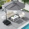 10 Ft Beige Steel Offset Cantilever Patio Umbrella with 40 Solar Powered LED Lights and Adjustable